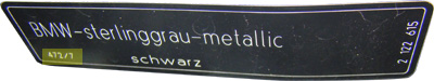 BMW factory paint-code label